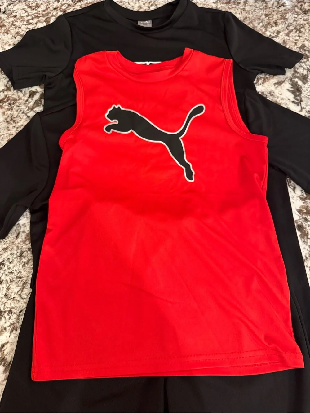 Puma Red Sleeveless Top with (2) Black Tee & Shorts Set